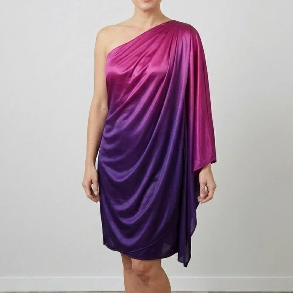 le chateau purple dress le chateau | Dresses | Le Chateau One Shoulder Ombre Dress Womens M Purple  Pink Satin Cocktail Party